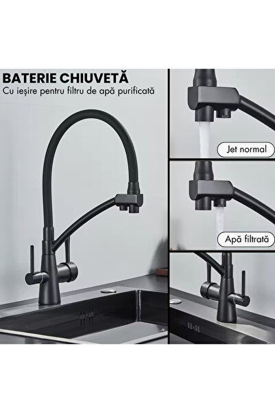 narvara ® Kitchen Sink Faucet, Outlet for Purified Water Filter, Pull-Out Spray, Ceramic Cartridge,