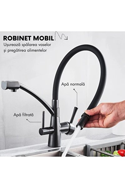 narvara ® Kitchen Sink Faucet, Outlet for Purified Water Filter, Pull-Out Spray, Ceramic Cartridge,