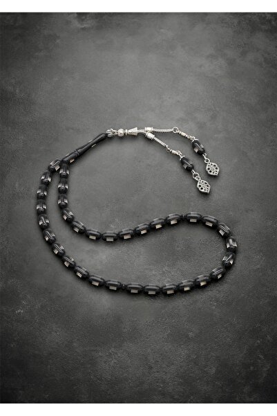 QELA COLLECTION Erkek Toz Sürmeli Kehribar Tespih – El Yapımı & Erkek Hediye