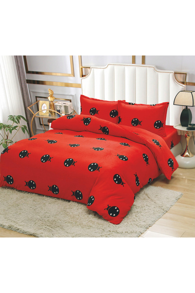 FIONNA.RO Lenjerie Cocolino 4 Piese Cu Elastic - Rosu Cu Gargarite