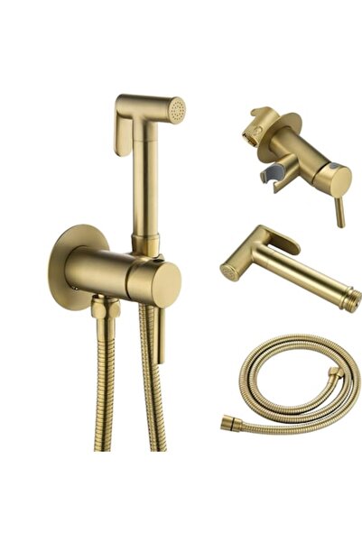 narvara Hygienic shower set for intimate hygiene, hot/cold water, built-in mixer, matte gold