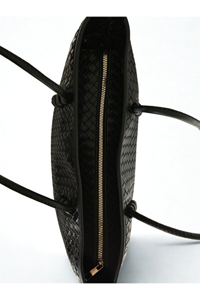 yako Lavia Women's Shoulder Bag – Knitted Pattern, Zippered, Inner Lining, 40×22×10 cm