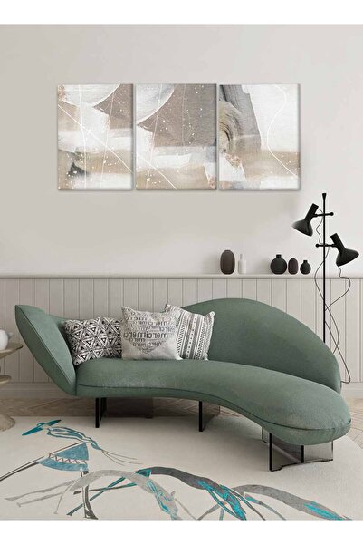 LOWHA مجموعة من 3 لوحات فنية جدارية من القماش مشدودة على إطار خشبي بتصميم تجريدي