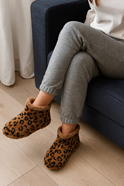 redtan Дамски | Пантофи с леопардов принт | Домашни пантофи | Неплъзгаща се подметка | Обувки за вътрешно ползване