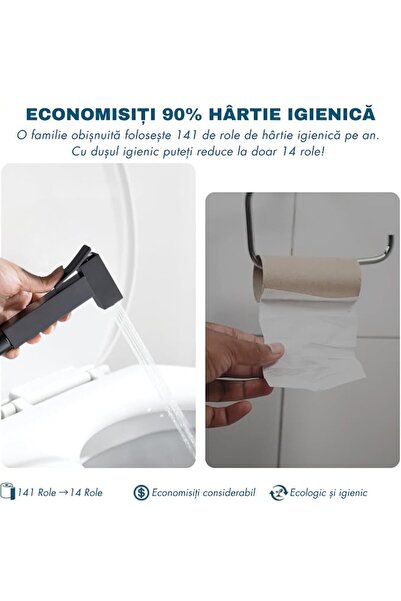 narvara Hygienic Bidet Shower Set, Dual Hot/Cold, Built-in Mixer, Matte Black