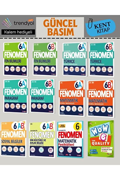 Fenomen Yayıncılık 6. Sınıf Matematik+Fen B.+Türkçe+Paragraf+Sosyal B.+Din(Av...