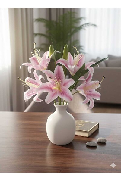 YAPAY ÇİÇEK DERYASI Artificial Wet Lilac Lily 1 Piece Home Vase Decoration Ornament