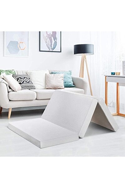 Karpentone مرتبة إسفنجية قابلة للطي، 3 قطع قابلة للطي للسفر/الضيوف، مقاس فردي 180×90 سم - أبيض