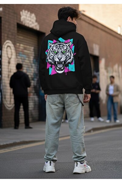 Infire clothing هودي قصة فضفاضة فابور تايجر مطبوع للجنسين