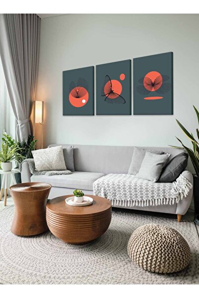 LOWHA Set of 3 Canvas Wall Art Stretched Over Wooden Frame with Butterfly and Sun Design