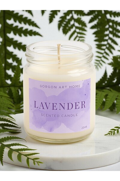 Gorgon Art Home Lavanta Kokulu El Yapımı Cam Kavanoz Mum