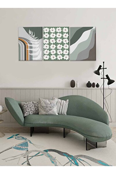 LOWHA مجموعة من 3 لوحات فنية جدارية من القماش مشدودة على إطار خشبي بتصميم تجر...