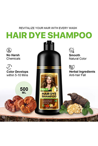 ALİVER Șampon colorant ALIVER® 3 în 1 nr. 2 Castaniu deschis, 500 ml - Hrănește și stimulează scalpul