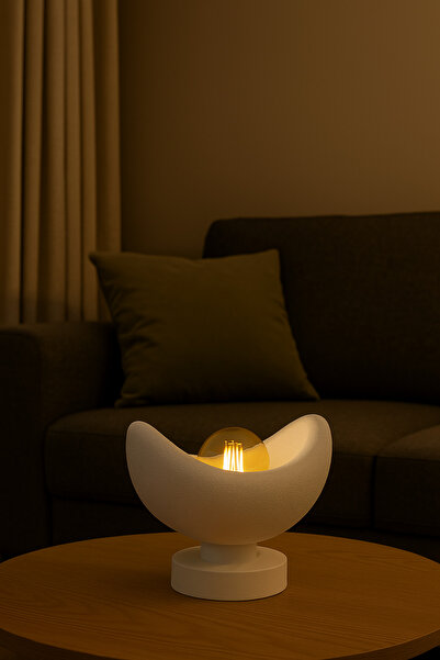 DNRYSL Luna Design Table Lamp Gray Bronze Detailed Lampshade Dim Amber Light, Rustic Bulb Gift 20 X 37 cm