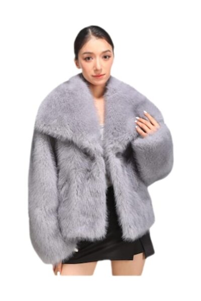 OEM - Faux fur coat, gray