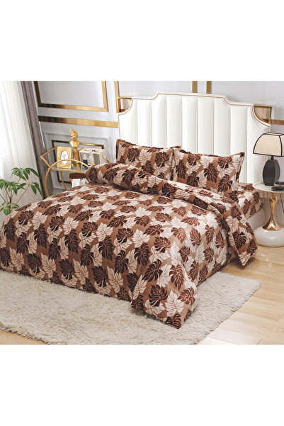 FIONNA.RO Cocolino Bed Linen 4 Pieces - Brown With Leaves