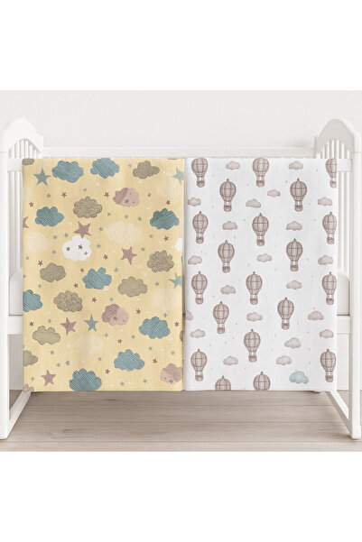 MUSGEM 100% Cotton Double Layer and Double-Sided Muslin Baby Blanket & Baby Blanket 80X90 Set of 2