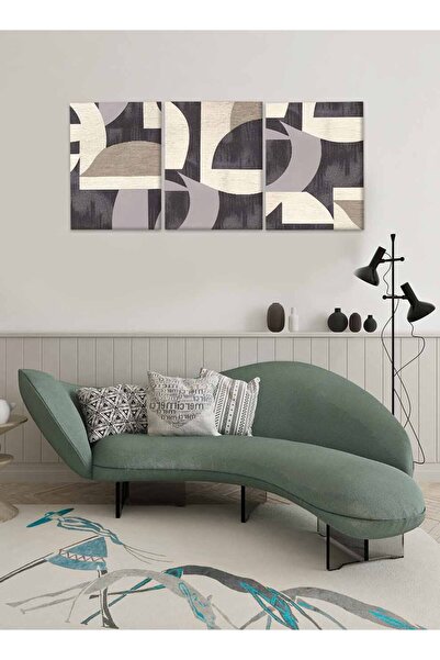 LOWHA Set of 3 Canvas Wall Art Stretched Over Wooden Frame with Abstract Design