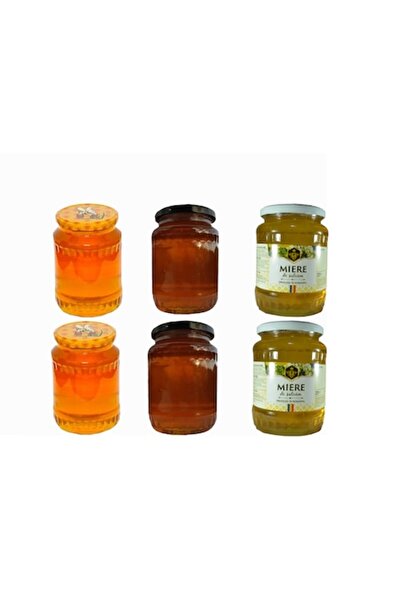 OEM Set de 6 borcane: 2 mieri de salcâm, 2 mieri de munte, 2 mieri multiflorale, 950 g fiecare