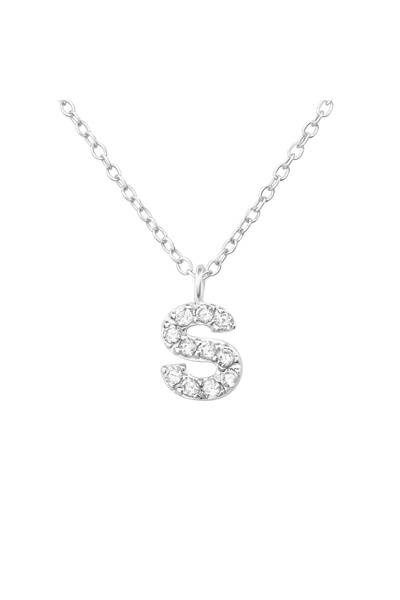 Sophia Collection Colier Argint 925, model model initiala S cu cristale 39 cm