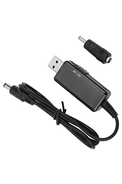 electroon 5V 9V - 12V USB To DC Çevirici Kablo 5.5x2.1mm Jak Fişli Dijital Ek...