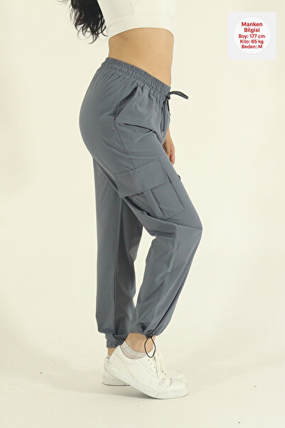 EydaMoon Women's Smoked Baggy Cut Parachute Fabric Leg Clip Oversized Pants