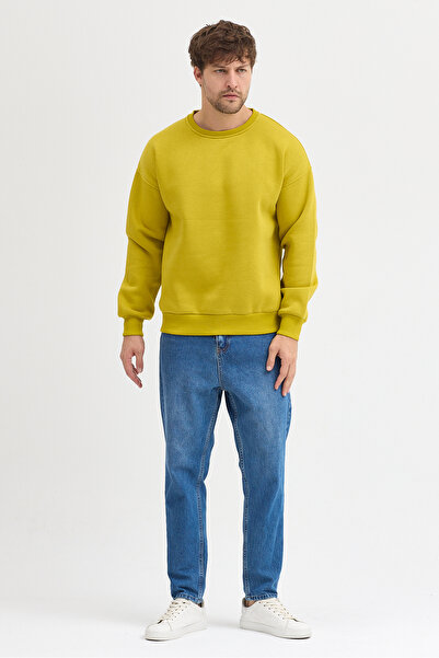 JBC Crew Neck Oversize Ribbed Basic Men's Sweatshirt