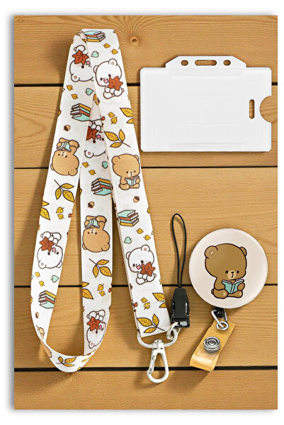 Mia Aurora Yavru Ayılar Sonbahar Desenli 3’lü Set Yoyo Yatay Kartlık Boyun As...