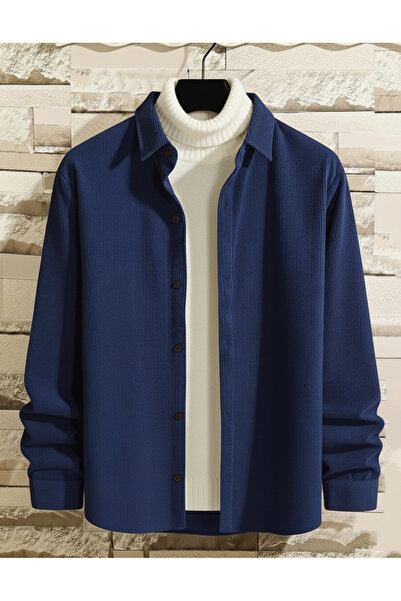 viperkombin Men's Velvet Shirt Long Sleeve Regular Fit