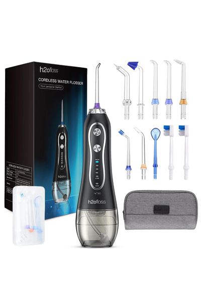 h2ofloss Professional Oral Irrigator for Mouthwash H2ofloss® Premium, 10 nozzles included, 2500 mAh battery