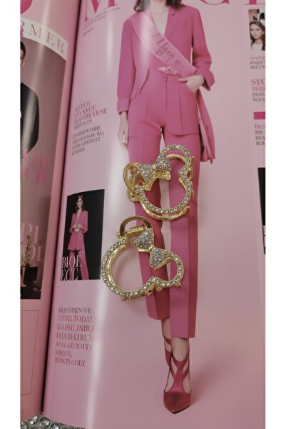 GÜLPEŞE 2 Li Minimal Crystal Stone Metal Latch Buckle Mickey Mouse m