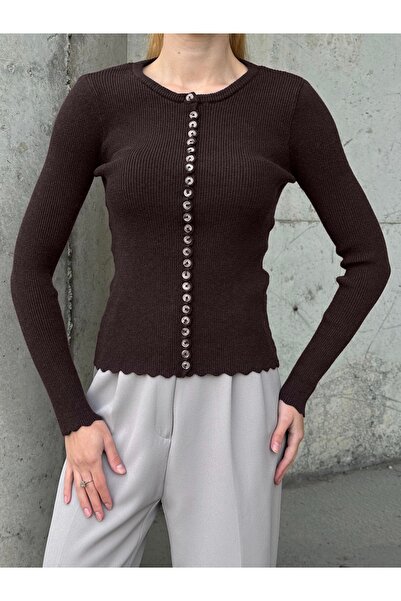 bobitex سترة تريكو أنيقة بأزرار قماش مجدّل