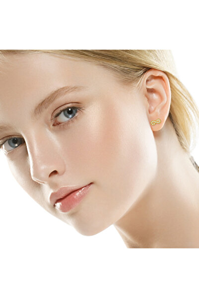 Sophia Collection Earrings 925 Silver plated with 24K gold, model Tortita love infinite with zirconium