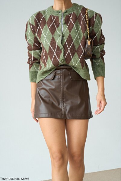 CADDELAMODA Diamond Patterned Women's Cardigan