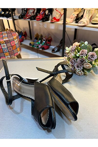 SUNA Black Leather Open Toe Single Strap Model 8.5 cm 13 Points Jurdan Tango, Dance and Evening Dress Shoes