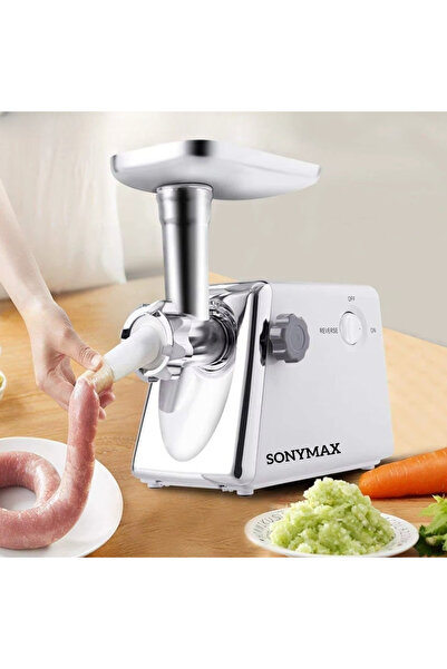 SokShop Electric Meat Grinder SonyMax SN4001, 2200W, Stainless Steel, Reverse Function, Sausage and Kebbe Ac