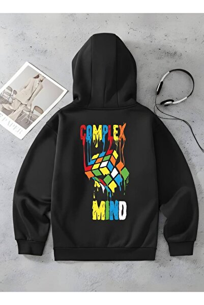 CLASSY.MODA Unisex 3 Thread Zippered K Hooded Balaklava Detailed Sweatshirt