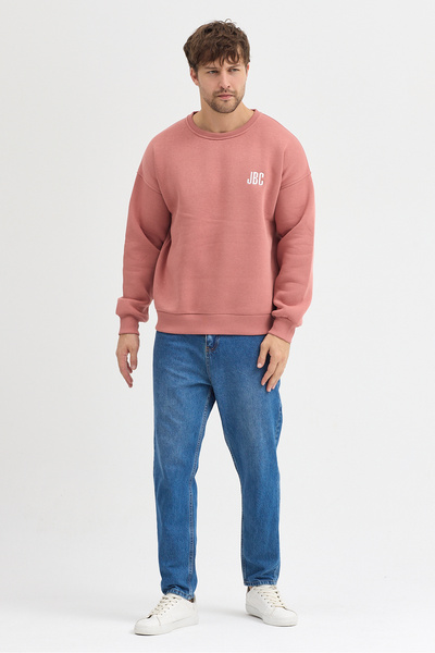 JBC Crew Neck Embroidered Oversize Raster Basic Men's Sweatshirt