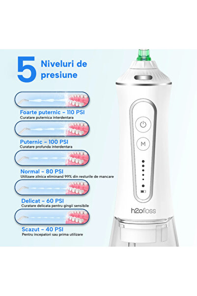 h2ofloss Professional Oral Irrigator for Mouthwash H2ofloss® Premium, 10 nozzles included, 2500 mAh battery