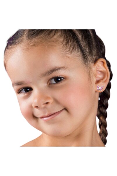 Sophia Collection Children's earrings in 925 silver, Butterfly model and premium silicone plugs