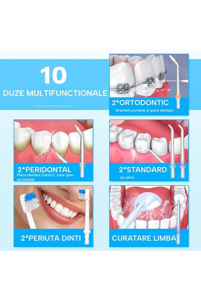 h2ofloss Professional Oral Irrigator for Mouthwash H2ofloss® Premium, 10 nozzles included, 2500 mAh battery