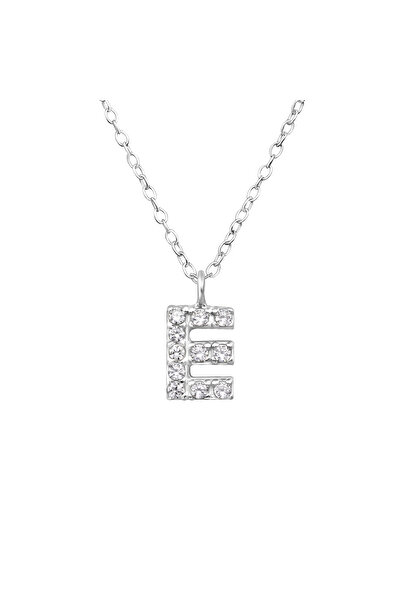 Sophia Collection Colier Argint 925, model model initiala E cu cristale 39 cm