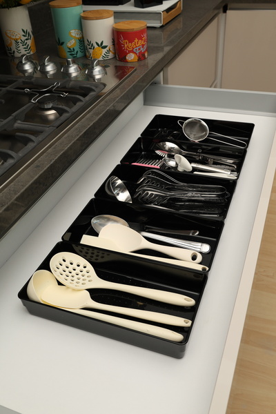 color house 5 Pieces Glossy Black (Piano Black) Scoop-Shaped Organizer Transp...