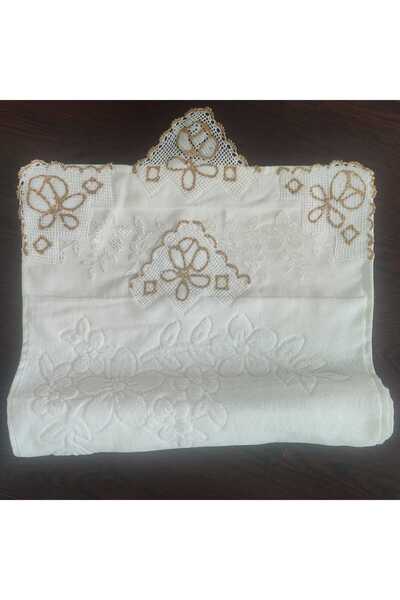 SENSSTEKSTİL 🌸 منشفة قطنية مطرزة يدويًا بالدانتيل/التطريز بالإبرة – بجودتها