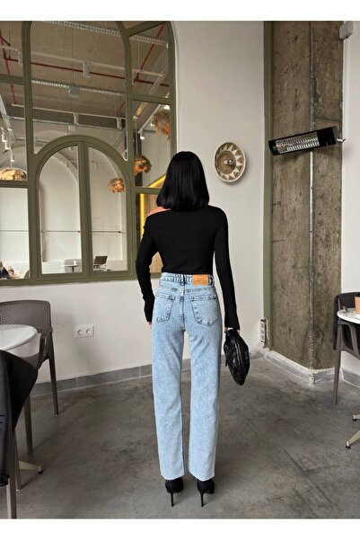 moda paketi High Waist Stone Printed Mom Jean