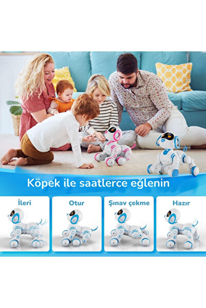 TRENDZONE Uzaktan Kumandalı Şarjlı Işıklı Müzikli Dokunma Sensörlü İnteraktif Akıllı Robot Köpek