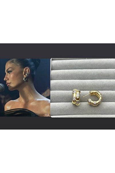 mibrillo Brand Equivalent Zircon Stone Hoop Earrings (Equivalent to April Earrings). Demet Özdemir Earrings)
