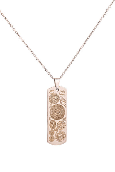 AYDESİA Dikdörtgen Gümüş Kaplama Dualı Çelik Kolye Çelik Zincirli kararmaz pa...