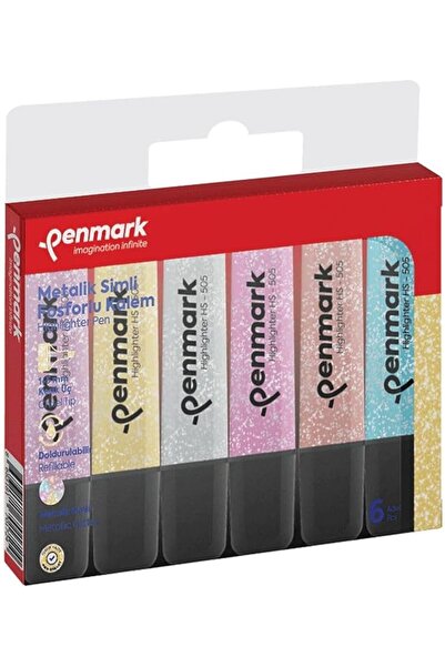 Genel Markalar Metalik Simli Fosforlu Kalem Seti 6 Renk Paketli Tek Ebat Simli