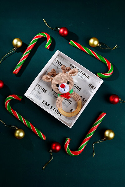 e&f Store Amigurumi Oyuncak - Geyik Diş Kaşıyıcı Çıngırak